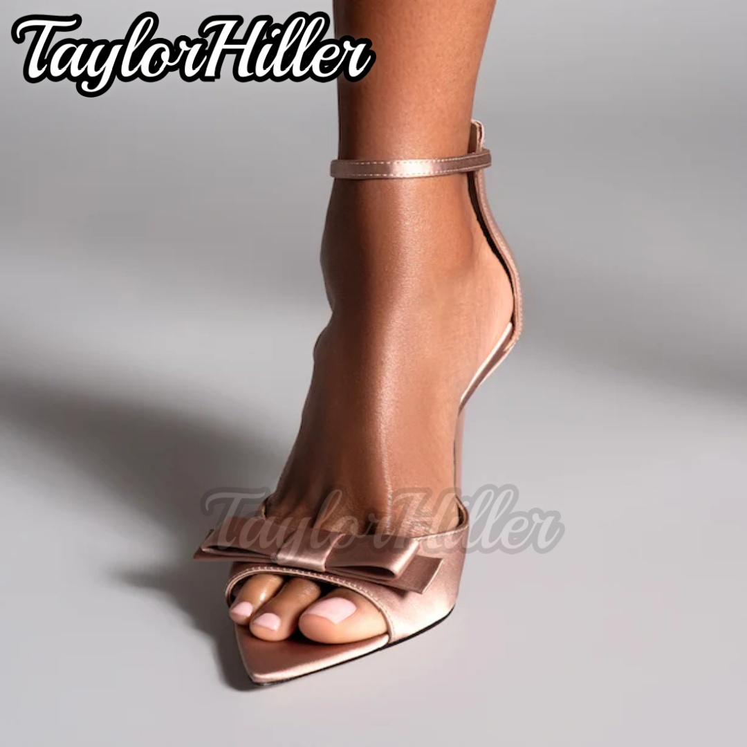 Summer Clothing Elegant - Gentle Pink Butterfly-knot High Heels Satin