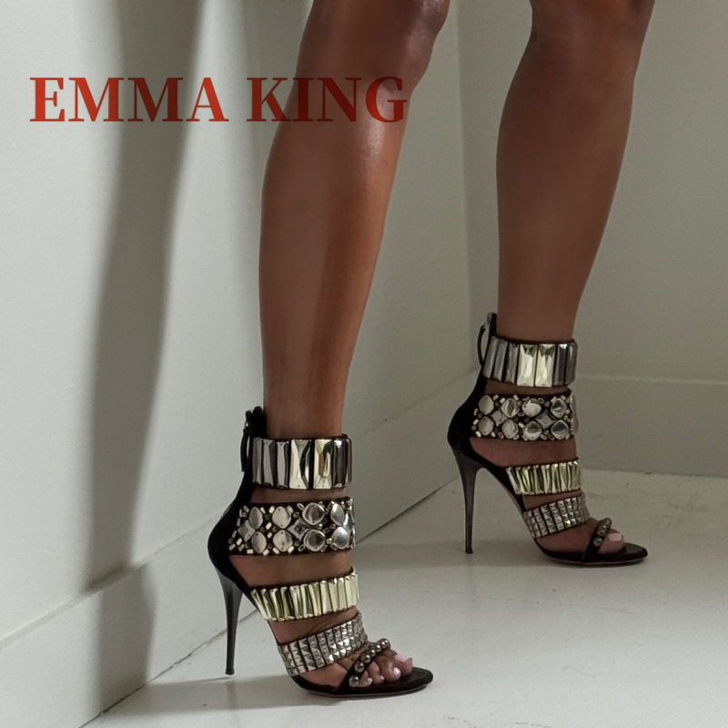 Black Embellished Ankle Strap  - Summer Closet 评论和价格