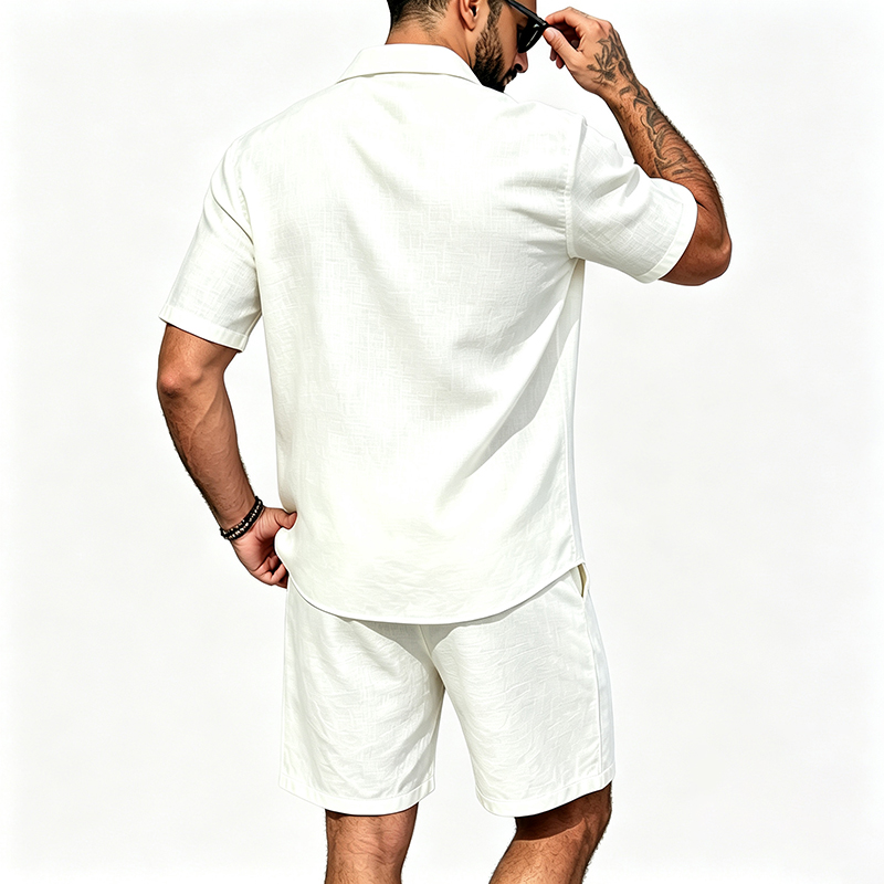 Men Linen Two Piece Outfit Sho - Summer Clothing Outfits 评论和价格