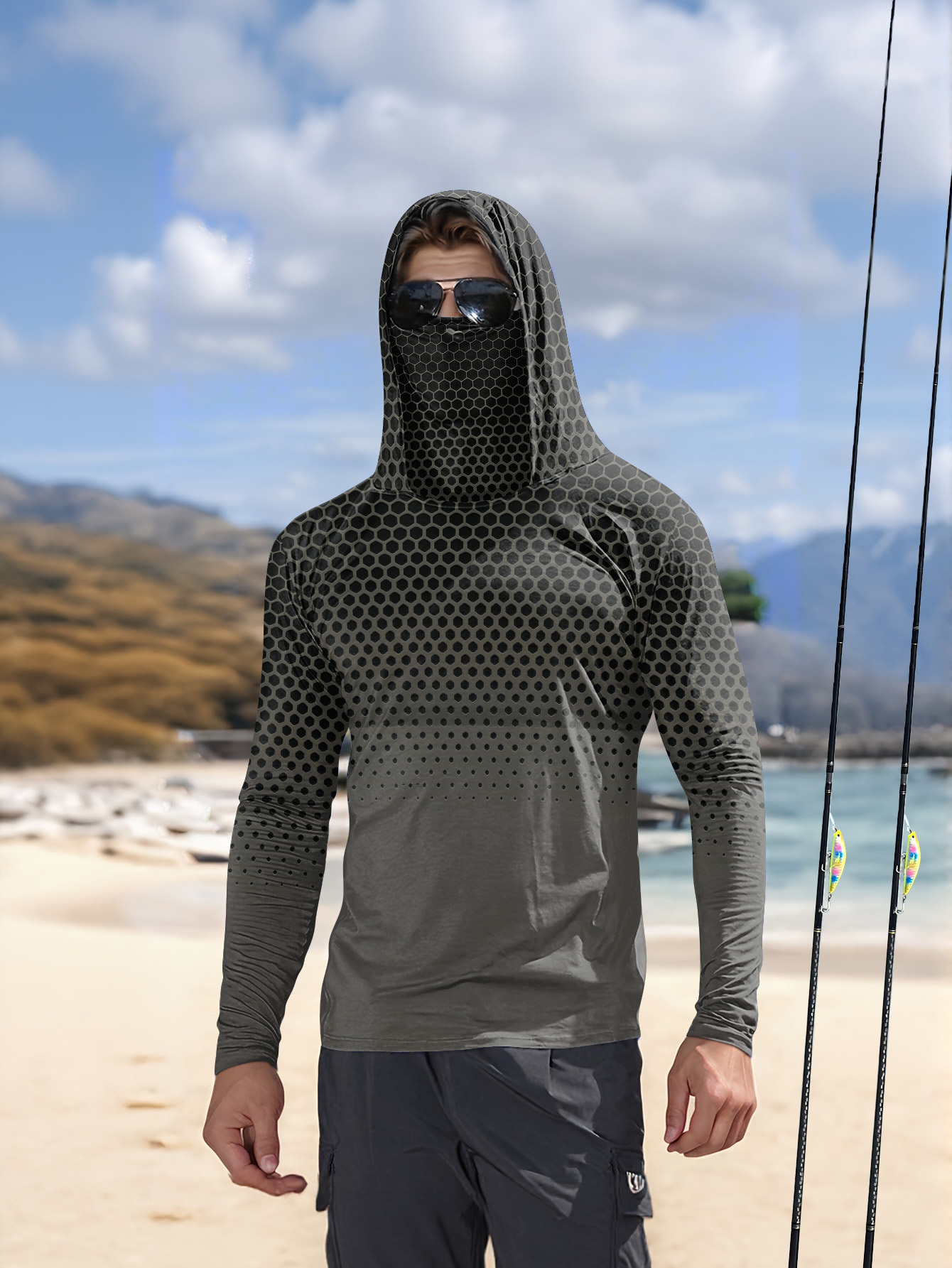 Men Hood Fishing Shirt long sl - Summer Clothing Us 评论和价格