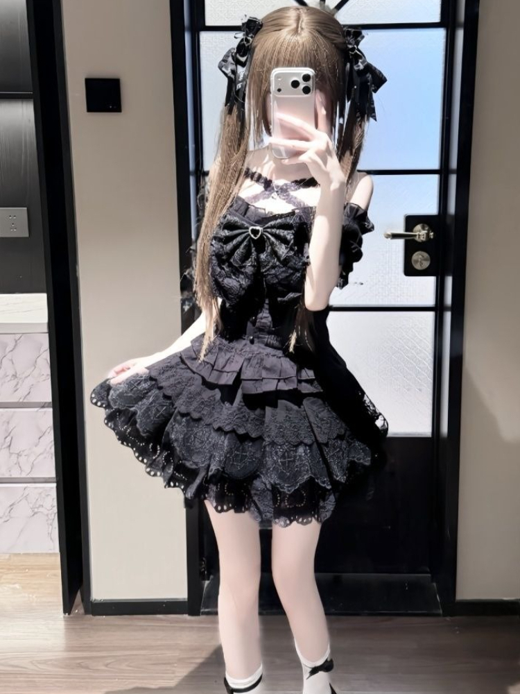 Japanese Retro Bow Slim Puff S - Summer Japanese Clothing 评论和价格