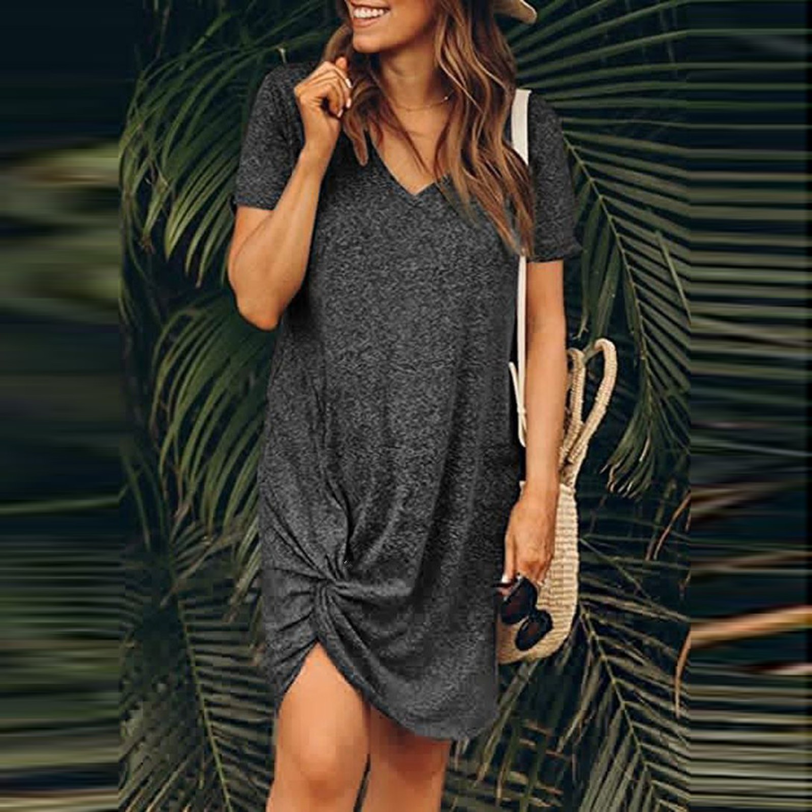 Casual Twist Hem Dress Women H - Summer Clothing Essentials Women 评论和价格