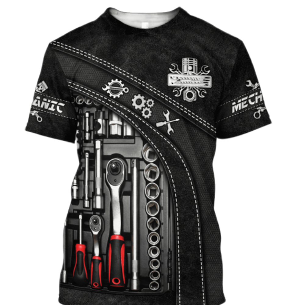 Vintage T-Shirt Mechanic 3D Pr - Summer Clothing Name 评论和价格