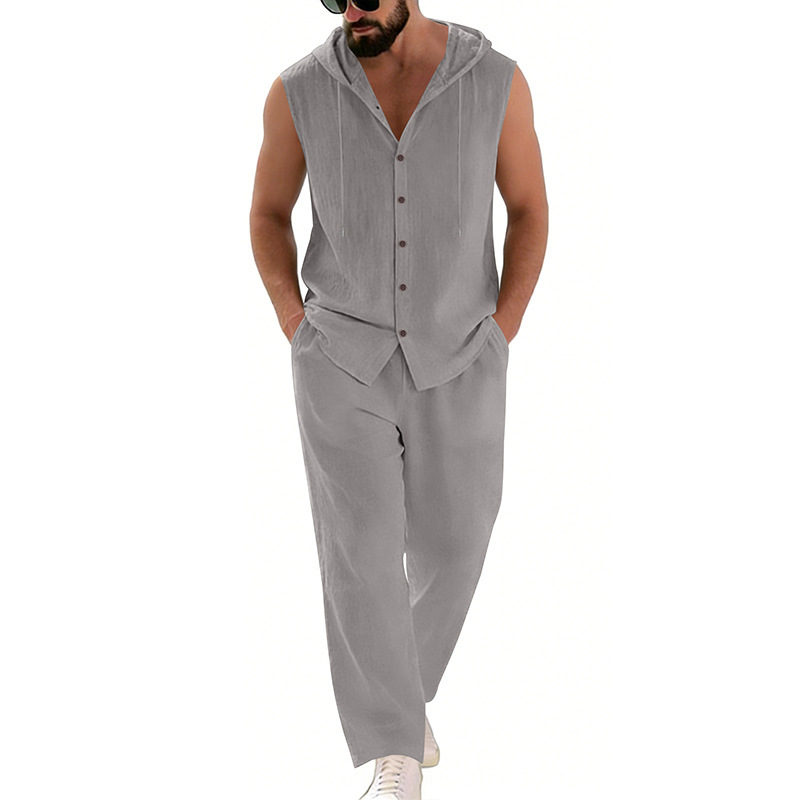 Men's Casual Linen Suit Hooded - Summer Clothing Us 评论和价格