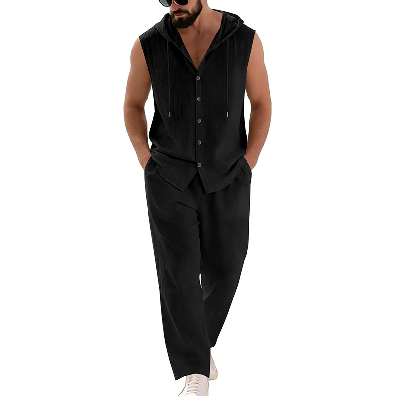 Men's Casual Linen Suit Hooded - Summer Clothing Us 评论和价格