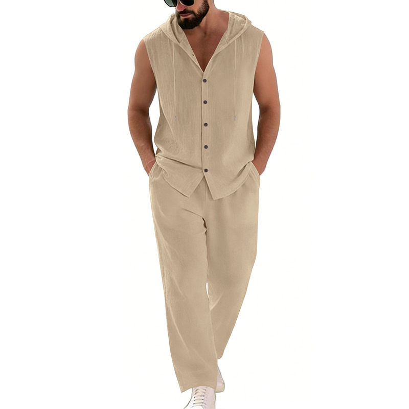 Men's Casual Linen Suit Hooded - Summer Clothing Us 评论和价格