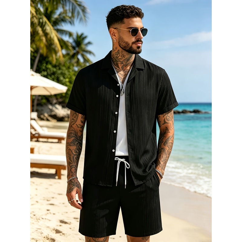2Men's Summer Casual Suit Set， - Summer Clothing Vacation 评论和价格
