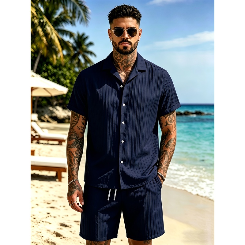 2Men's Summer Casual Suit Set， - Summer Clothing Vacation 评论和价格