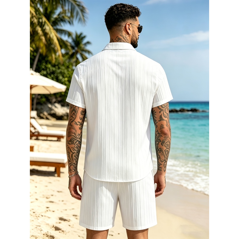 2Men's Summer Casual Suit Set， - Summer Clothing Vacation 评论和价格