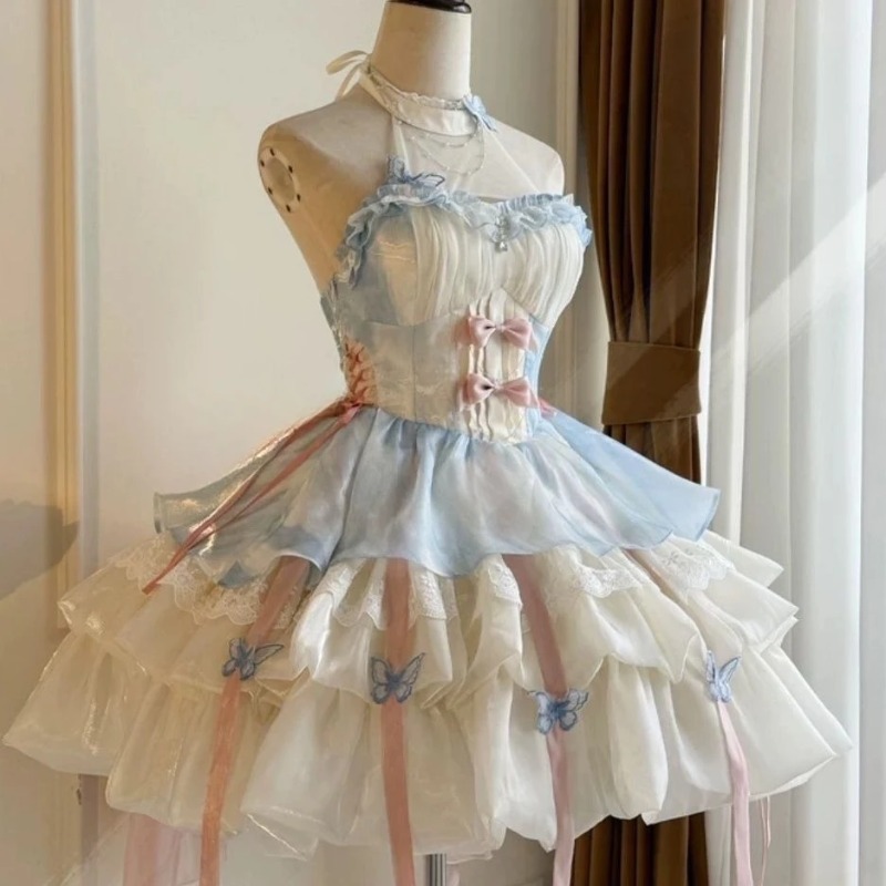Kawaii Bow Lace Lolita Dress W - Summer Japanese Clothing 评论和价格