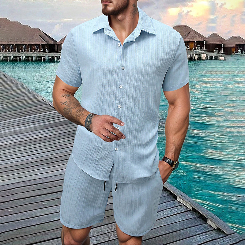 2026 New Men Vertical Wrinkle  - Summer Clothing Outfits 评论和价格