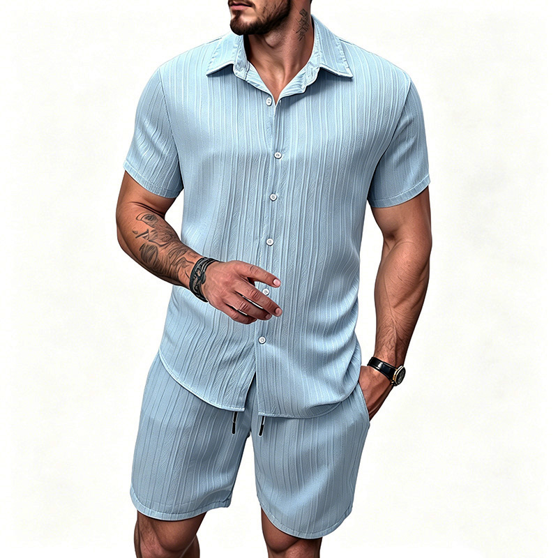 2026 New Men Vertical Wrinkle  - Summer Clothing Outfits 评论和价格