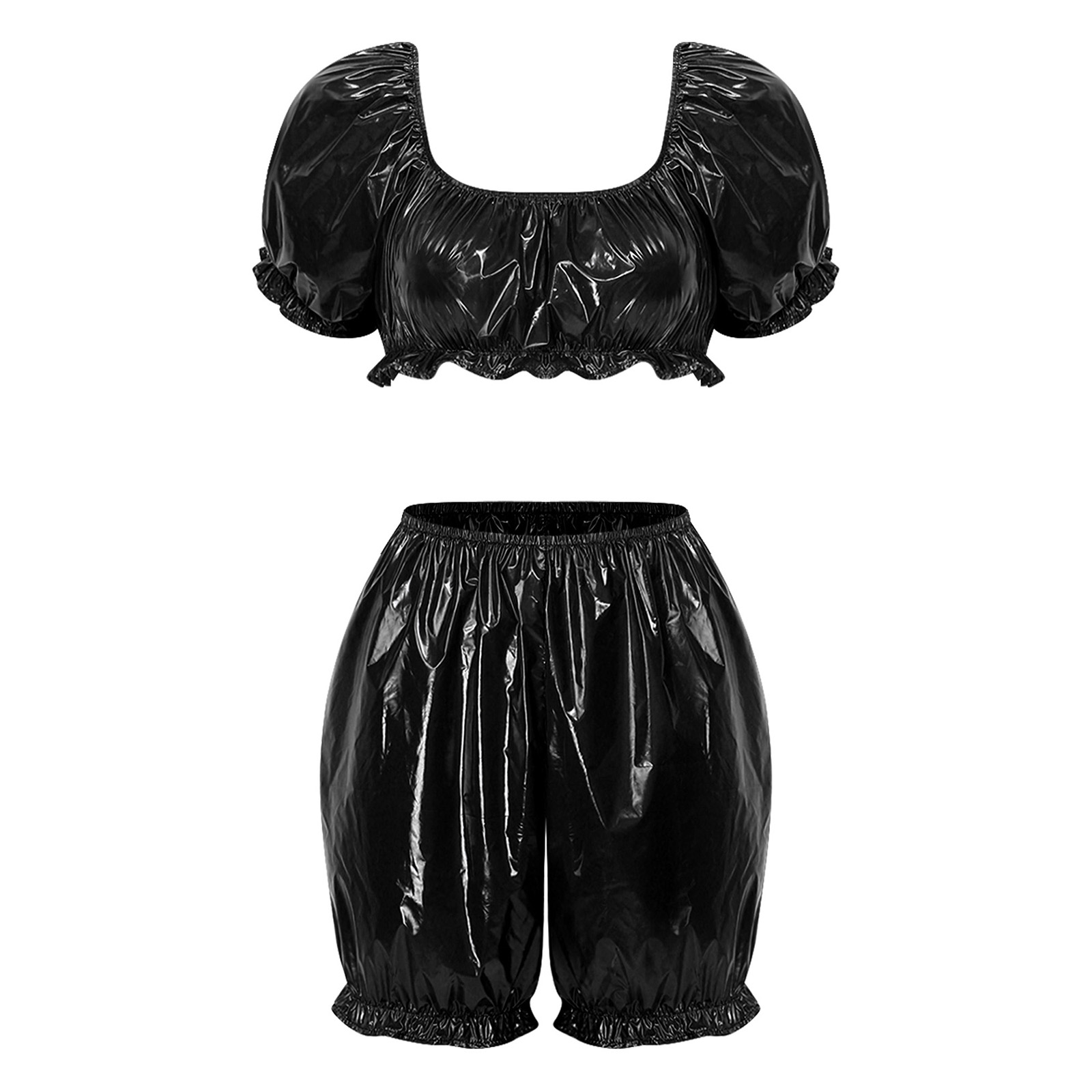 Womens Wet Look PU Leather Clu - Summer Clothing Outfits 评论和价格
